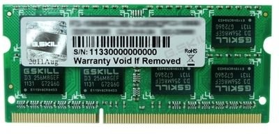 G.Skill F3-12800CL11S-4GBSQ 4 GB (1 x 4 GB) DDR3-1600 SODIMM CL11 Memory